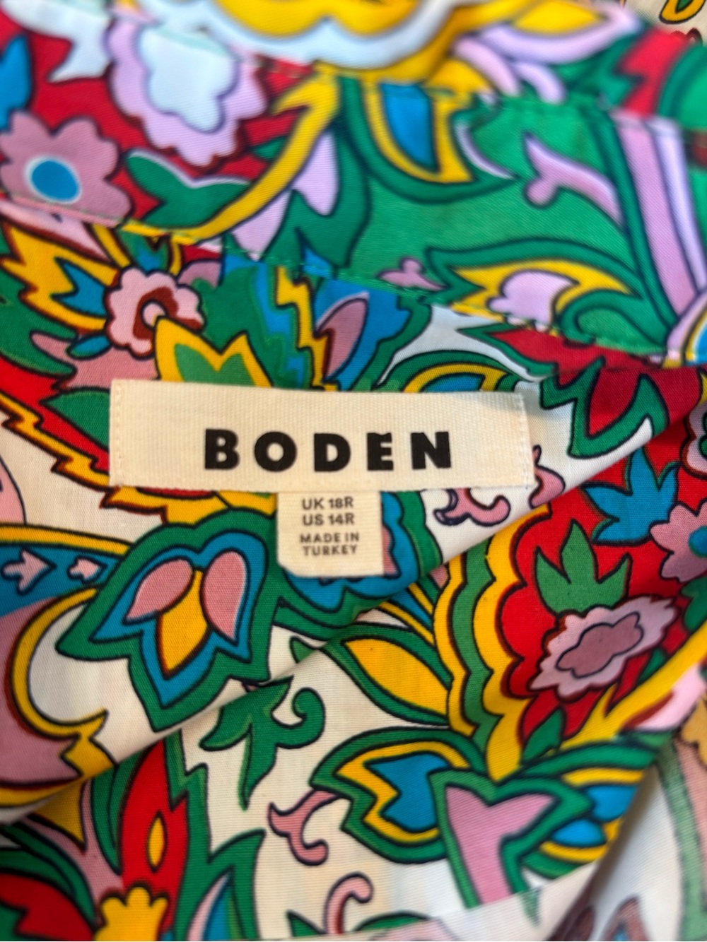 Boden Cotton Maxi Paisley Print Shirtdress Size 14R - Picture 9 of 13